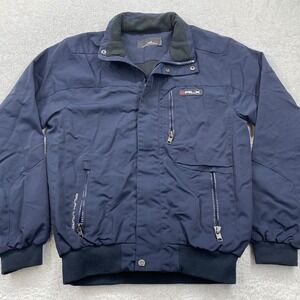 Ralph Lauren RLX McKinley Motorcycle Bomber Jacket Men's Size Medium Blue